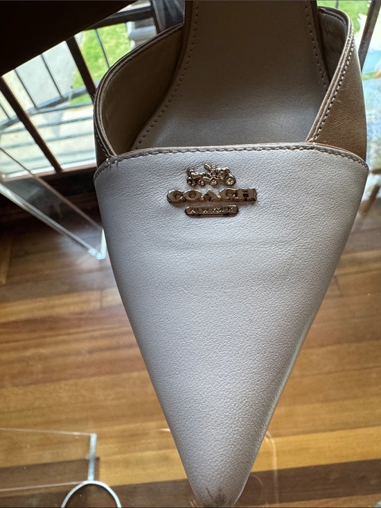 Coach Shoes - Coach White and Tan Pointed Toe Slingback Mule